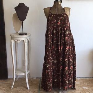 Brown floral maxi dress, XL